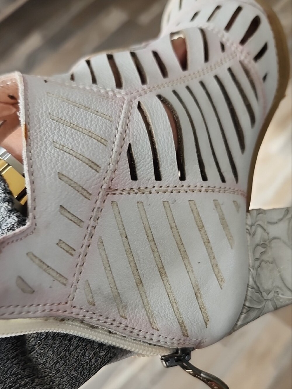 Blush Cutout Peep-Toe Ankle Heels - Picture 13 of 16